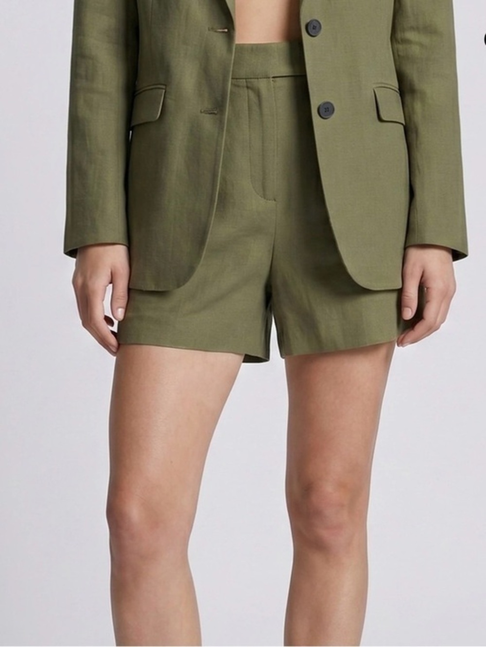 NWT The Kooples Linen Blend Tailored Shorts - Green –36 / 6- MSRP $345